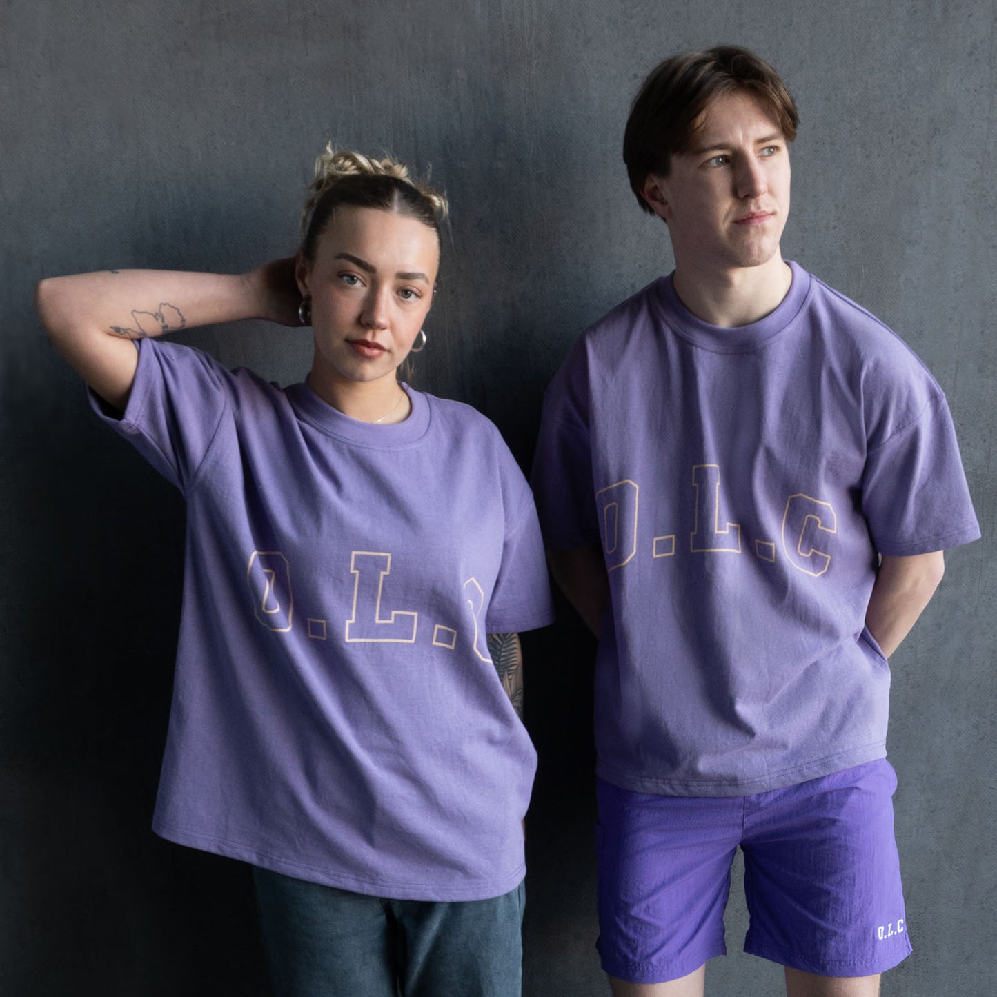 BASIC LOGO TEE - LILAC ( ACID WASHED )