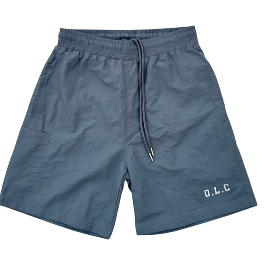 NYLON CRINKLE SHORTS - GRAY GREEN
