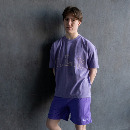 BASIC LOGO TEE - LILAC ( ACID WASHED )